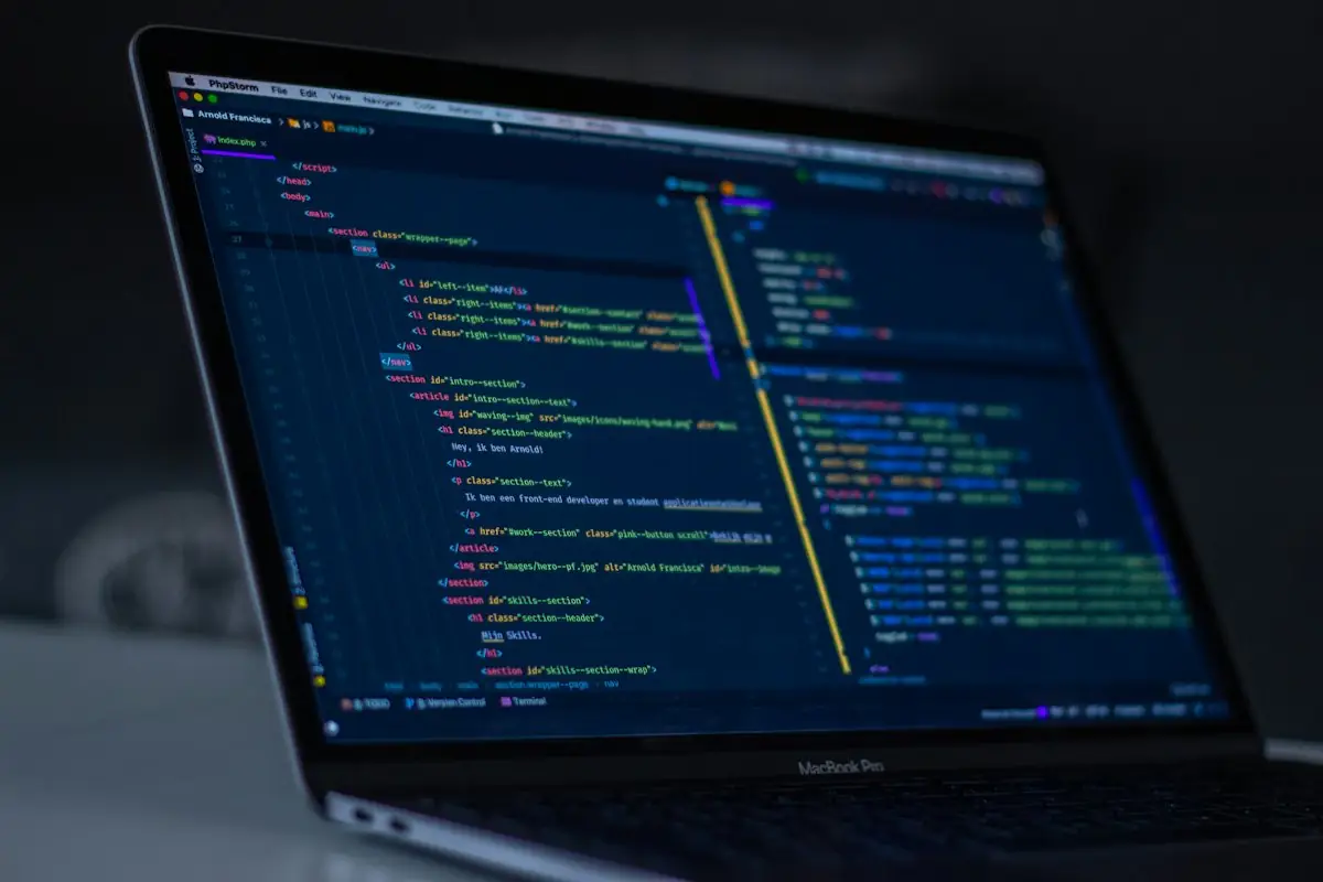 Screens displaying software development code